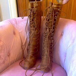 Tall Brown Lace Up Boots
